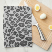 灰色のヒョウのプリント キッチンタオル (四つ折り)