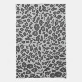 灰色のヒョウのプリント キッチンタオル (縦)