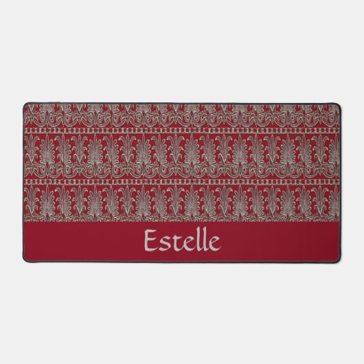 灰色のビクトリアン装飾模様 デスクマット (正面)