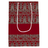 灰色のビクトリアン装飾模様 ミディアムペーパーバッグ (裏面)