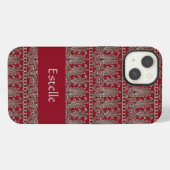 灰色のビクトリアン装飾模様 iPhoneケース (裏面横)