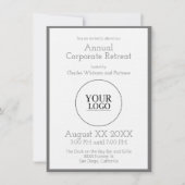 灰色のビジネスまたは企業のイベントとカスタムロゴ 招待状 (正面)