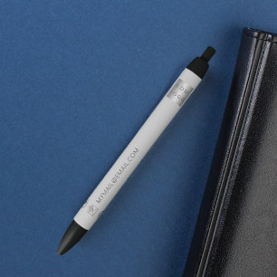 灰色のビジネスロゴ名電話メールWebサイト 黒ボールペン