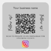 灰色のビジネス名qrコードインスタンス スクエアシール (正面)