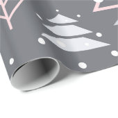 灰色のピンクと白の雪 ラッピングペーパー (ロールコーナー)