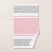 灰色のピンクのストライプタオルセット バスタオルセット (ハンドタオル)