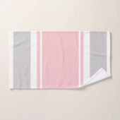 灰色のピンクのストライプタオルセット バスタオルセット (ハンドタオル)