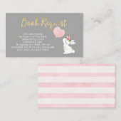 灰色のピンクのバニーのベビーシャワーの本の要求挿入物 エンクロージャーカード (正面/裏面)
