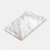 灰色のピンクのバラの金ゴールドホイルの大理石|の名前 + 住所 ポストイット (アングル)