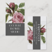 灰色のピンクのヴィンテージのばら色の花屋の名刺 名刺 (正面/裏面)