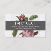 灰色のピンクのヴィンテージのばら色の花屋の名刺 名刺 (裏面)