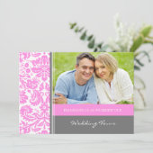 灰色のピンクの写真の結婚式誓約の更新の招待状 招待状 (スタンド正面)