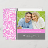 灰色のピンクの写真の結婚式誓約の更新の招待状 招待状 (正面/裏面)