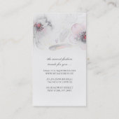 灰色のピンクの水彩画の花のBohoの羽のリース 名刺 (裏面)