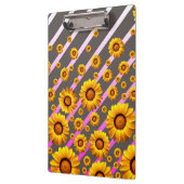 灰色のピンクの花に美しい黄色のストライプ花 クリップボード (左)