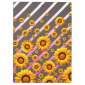 灰色のピンクの花に美しい黄色のストライプ花 クリップボード (裏面)