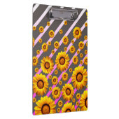 灰色のピンクの花に美しい黄色のストライプ花 クリップボード (右)