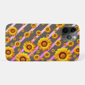 灰色のピンクの花に美しい黄色のストライプ花 Case-Mate iPhoneケース (裏面(横))