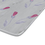 灰色のピンクの花 カッティングボード (角)