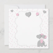 灰色のピンクの赤ちゃん女の子ゾウ サンキューカード (裏面)