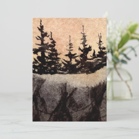 灰色のピンク色の空のアートと崖の上の暗い松 (スタンド正面)