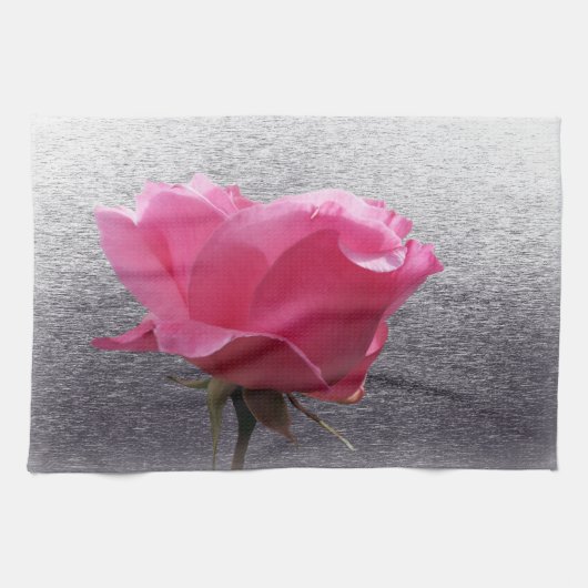 灰色のピンク キッチンタオル (横)