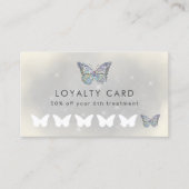 灰色のフェイクスパークルバタフライロイヤリティカード 名刺 (正面)