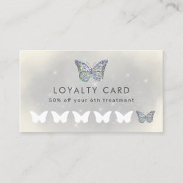 灰色のフェイクスパークルバタフライロイヤリティカード 名刺