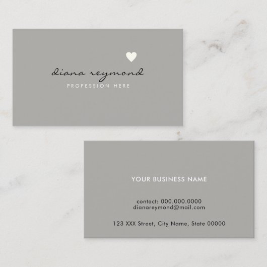 灰色のフェミニンプロフェッショナル女性 名刺 (正面/裏面)