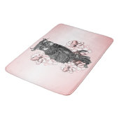 灰色のフクロウとピンクの蘭 バスマット (アングル)
