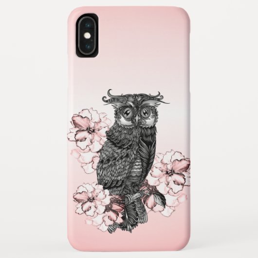 灰色のフクロウとピンクの蘭 Case-Mate iPhoneケース (裏面)