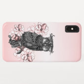 灰色のフクロウとピンクの蘭 Case-Mate iPhoneケース (裏面(横))