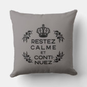 灰色のフランスの黒い保クレストはCalmと運 クッション (裏面)