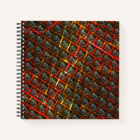 灰色の'フレーム目'、グレーズ、正方形または赤いグリッド。 ノートブック (正面)