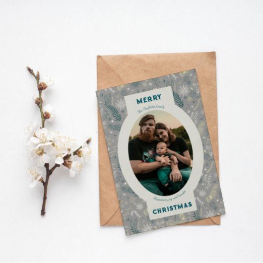 灰色のフローラドードルの家族写真 シーズンカード