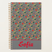 灰色のフローラポピー野花 プランナー手帳 (正面)