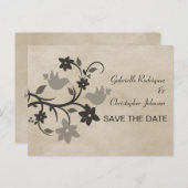 灰色のフローララブバード日付はがき保存 案内ポストカード (正面/裏面)