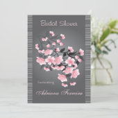 灰色のブライダルシャワーの桜(桜) 招待状 (スタンド正面)