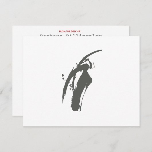 灰色のブラシストローク個人文房具/メモ ノートカード (正面/裏面)