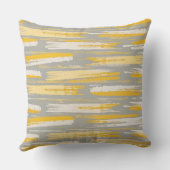 灰色のブラシパターン上の黄色の抽象芸術 クッション (裏面)