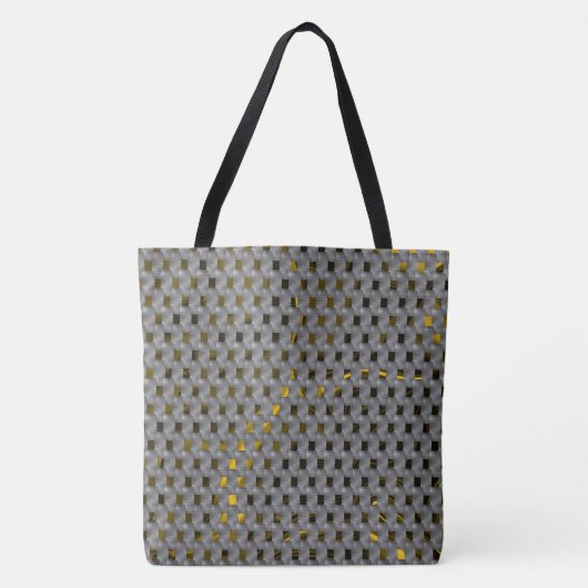 灰色のプレート、長方形下の金色の画像 トートバッグ (正面)