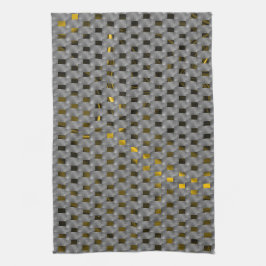 灰色のプレート、長方形下の黄色い画像 キッチンタオル