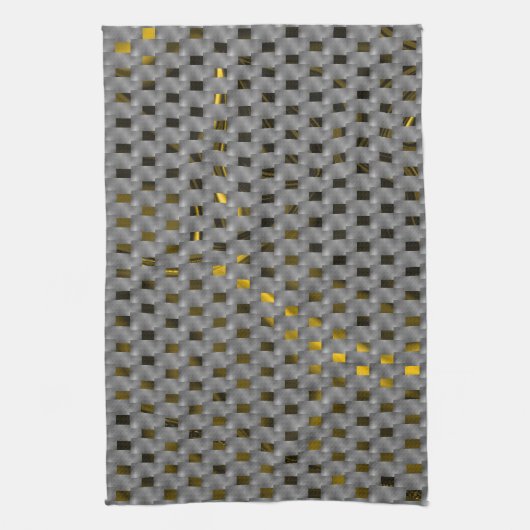 灰色のプレート、長方形下の黄色い画像 キッチンタオル (縦)