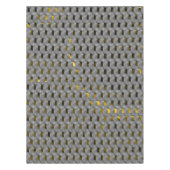 灰色のプレート、長方形下の黄色い画像 テーブルクロス (正面)