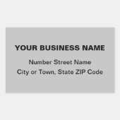 灰色のプレーン文字のビジネスアドレス 長方形シール (正面)