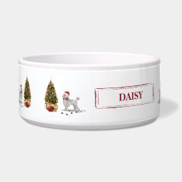 灰色のプードルおもしろいクリスマスドッグと木 ボウル