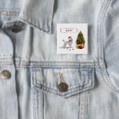 灰色のプードルおもしろいクリスマスドッグと木 缶バッジ (インサイチュ)
