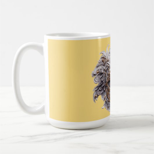 灰色のベネチアンマスクの装飾 コーヒーマグカップ (左)