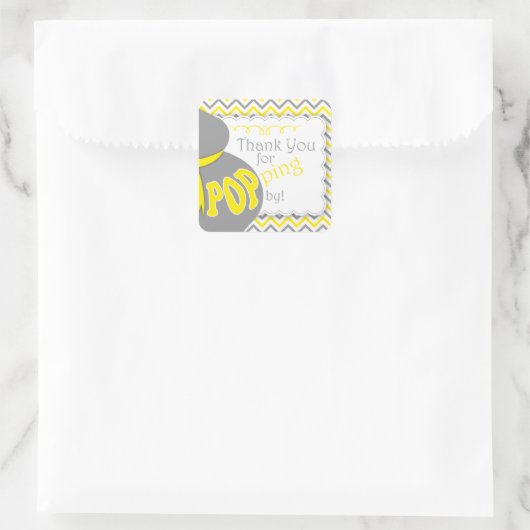 灰色のベリーバンプベビーシャワーの好意ステッカー スクエアシール (バッグ)