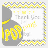 灰色のベリーバンプベビーシャワーの好意ステッカー スクエアシール (正面)